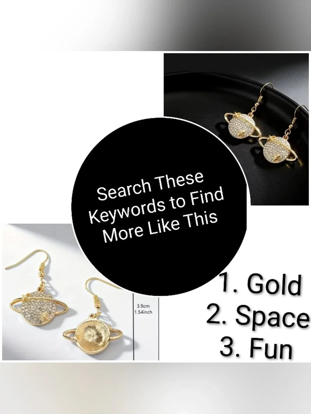 $8 Each Or Bundle 5/$20 Gold Crystal Planet Drop Earrings